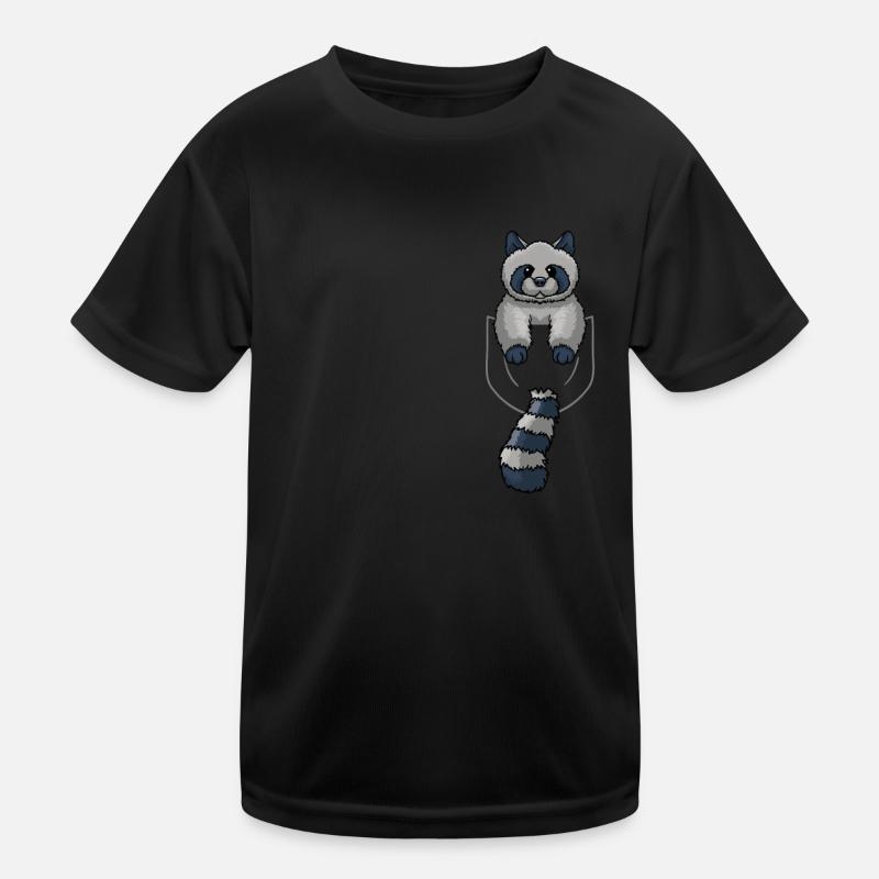 Waschbär In Tasche Vordertasche Raccon Brusttasche Kinder Funktions-T-Shirt