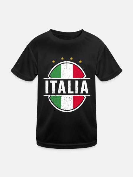 ITALIA Fußball Italien - Kinder Funktions-T-Shirt - Schwarz - Vorne