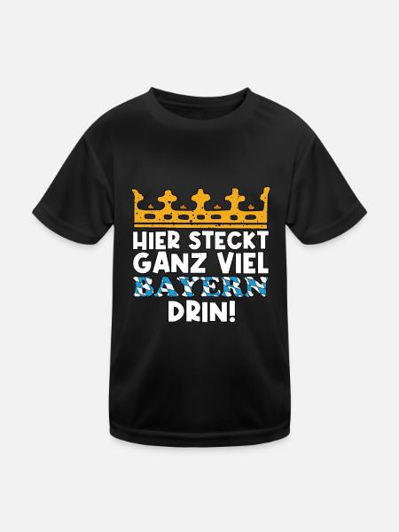 Bayern dahoam bayrisch Flagge Geschenkidee - Kinder Funktions-T-Shirt - Schwarz - Vorne