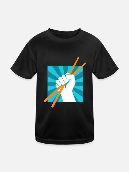 Drummer Drumsticks Batteur musicien Rocker - T-shirt sport Enfant - noir - Devant