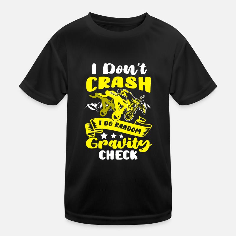 Cyclists Bike Tour Crash Random Gravity Check Kids Functional T-Shirt