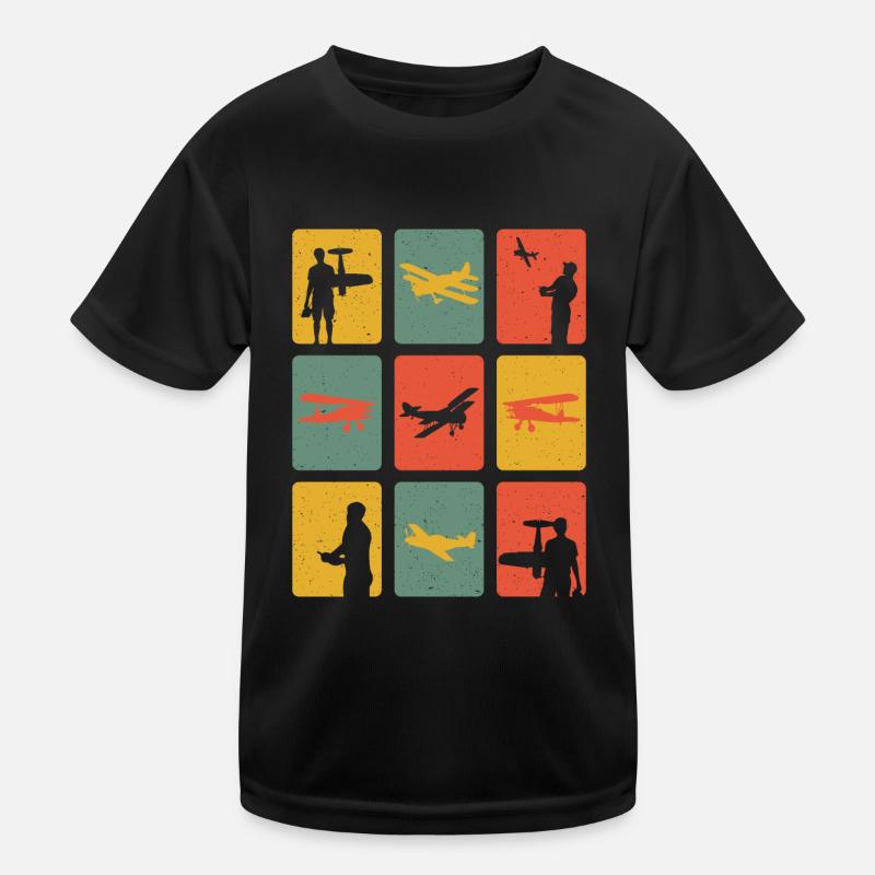 Retro Modellflug Modellflieger Modellflugzeug - Kinder Funktions-T-Shirt - Schwarz
