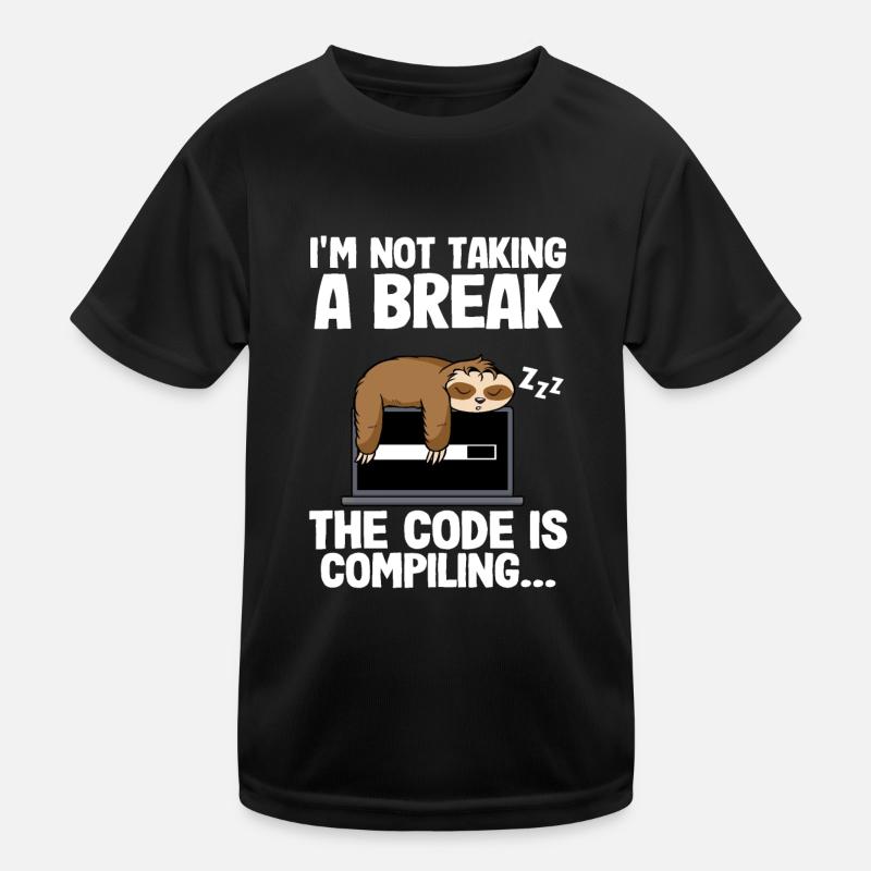 Programmierer Faultier Informatiker Nerd Coder Bug - Kinder Funktions-T-Shirt - Schwarz