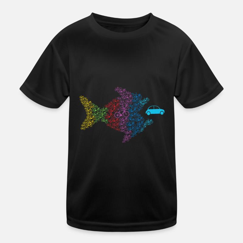 Retro Bicycle Fish Eats Car Bicycle Lover Cyclists Kinder Funktions-T-Shirt