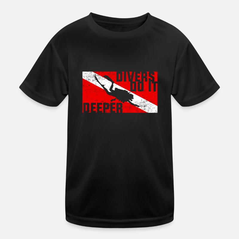 Scuba Diving Diver Dive Flag - Kids Functional T-Shirt - black