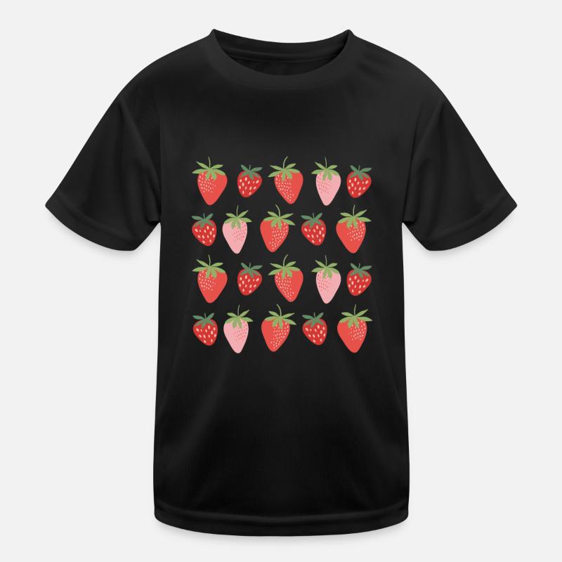 Erdbeeren - Kinder Funktions-T-Shirt - Schwarz