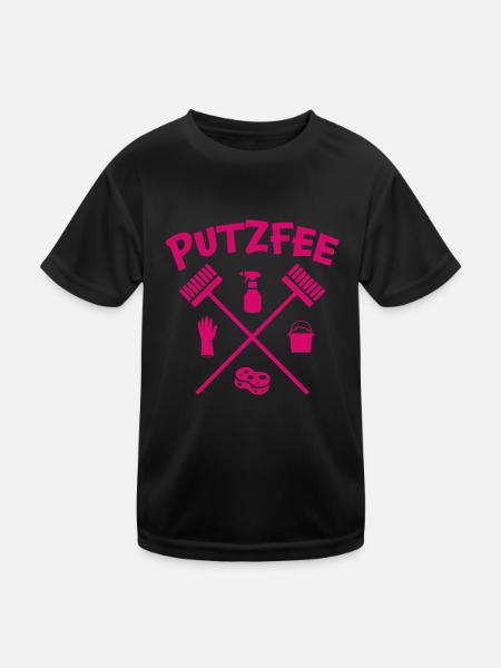 Putzfee Lustiger Spruch Putzfrau Haushalt Geschenk - Kinder Funktions-T-Shirt - Schwarz