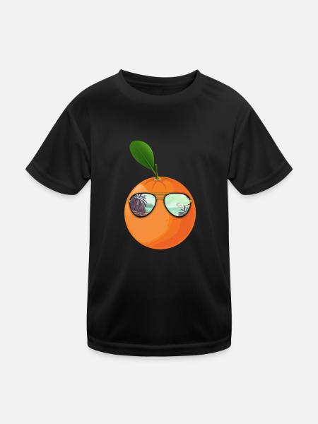 Orange Mit Sonnenbrille Geschenk - Kinder Funktions-T-Shirt - Schwarz - Vorne
