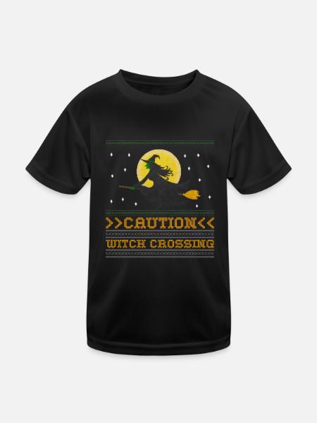 Witch With Besen Ugly Halloween 2021 Ladies Caution - Kids Functional T-Shirt - black - Front