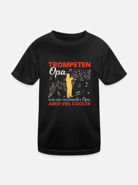 Trompeten Opa Trompeter Trompetenspieler Geschenk - Kinder Funktions-T-Shirt - Schwarz - Vorne