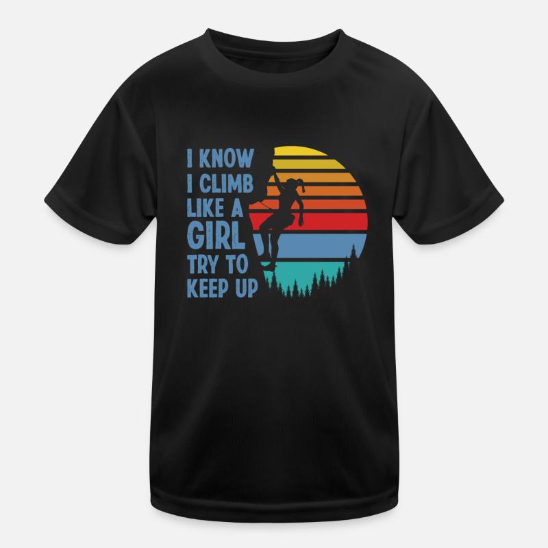 Rock Climbing Climber Retro Climb Kids Functional T-Shirt
