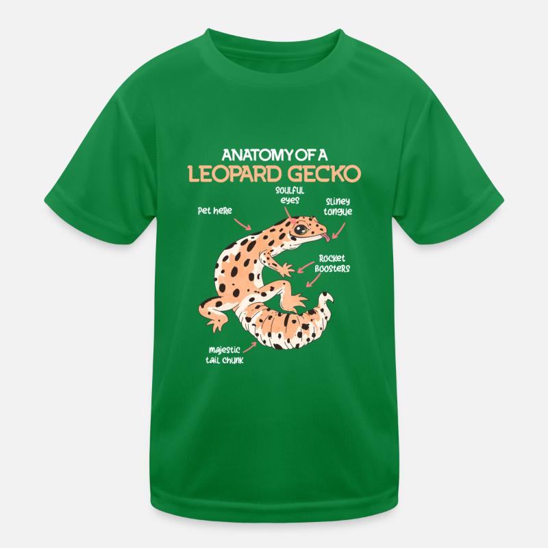 Terrarium Anatomie eines Gecko Echse Leopardgecko Kinder Funktions-T-Shirt