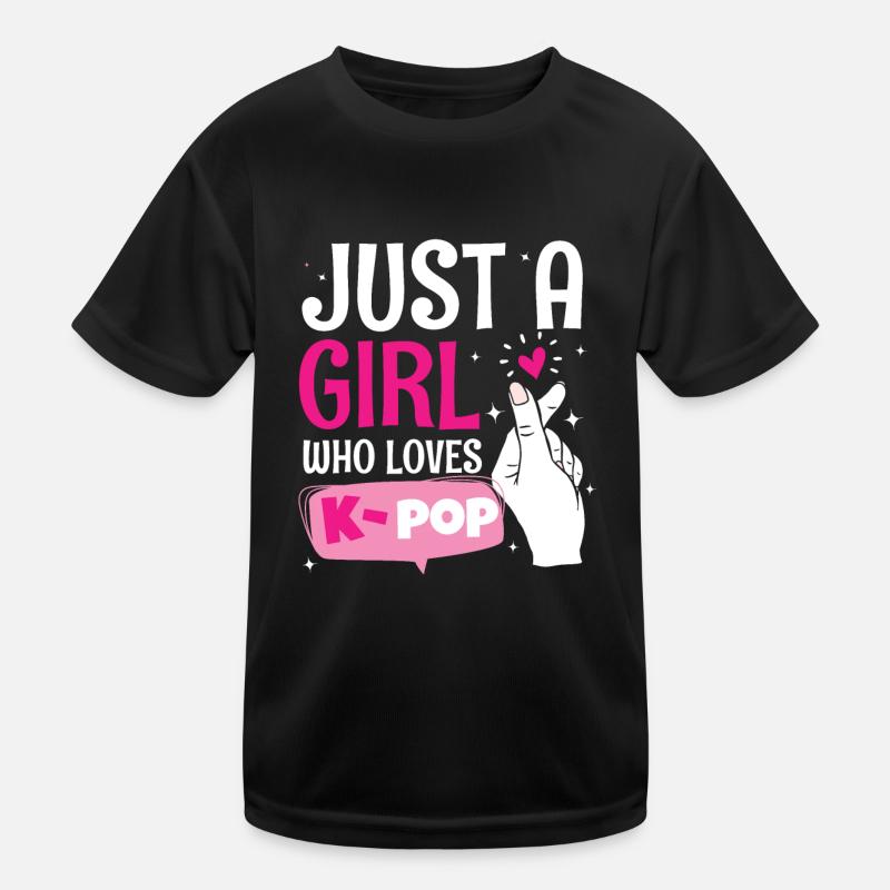 K Pop Mädchen Das Kpop Liebt - Kinder Funktions-T-Shirt - Schwarz