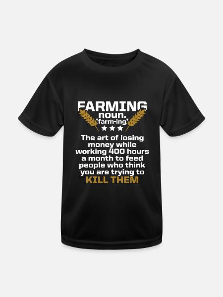 farming farmer - Kids Functional T-Shirt - black - Front
