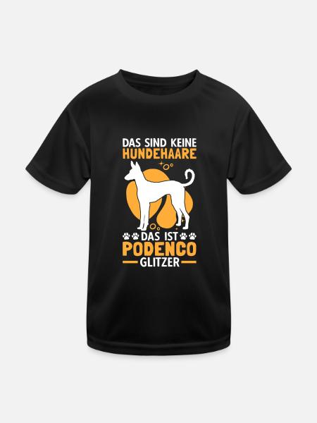 Podenco Glitzer spanischer Windhund Geschenk - Kinder Funktions-T-Shirt - Schwarz - Vorne
