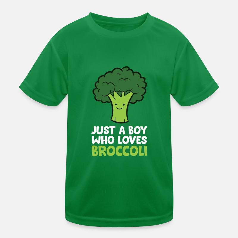 Cute Broccoli Just a Boy Who Loves Broccoli Kids Functional T-Shirt