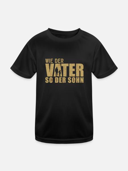 Wie Der Vater So Der Sohn Partnerlook Vatertag - Kinder Funktions-T-Shirt - Schwarz - Vorne
