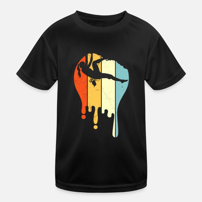 Kletter Frau Retro Kletterin Boulderin Boulder Kinder Funktions-T-Shirt