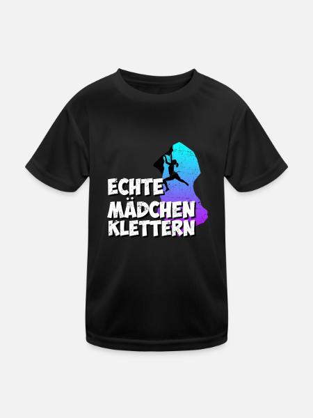 Echte Mädchen Klettern - Kinder Funktions-T-Shirt - Schwarz - Vorne