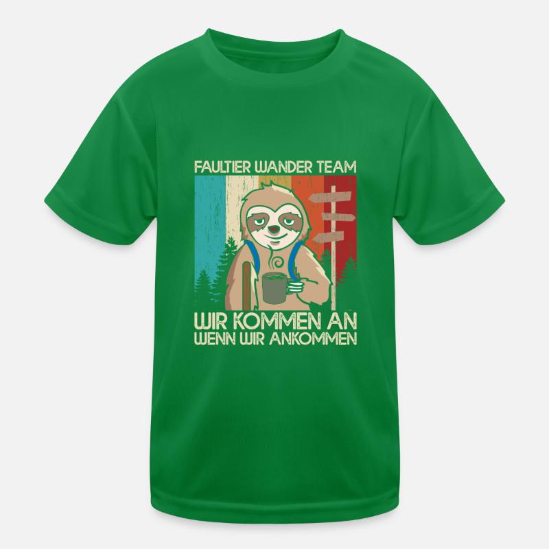 Faultier Wander Team Bergsteiger Wanderung Retro Kinder Funktions-T-Shirt