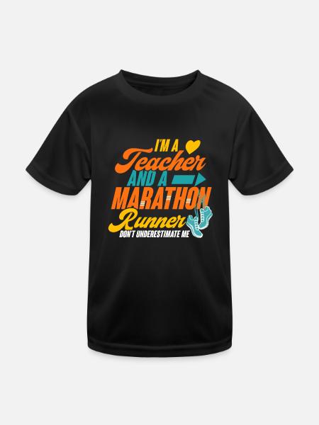 citations de coureurs Je suis un enseignant et un coureur de marathon - T-shirt sport Enfant - noir - Devant