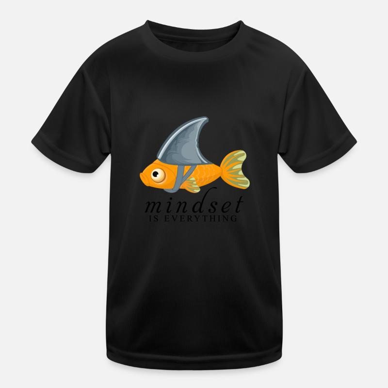 Mindset Is Everything Goldfisch mit Haifischflosse Kinder Funktions-T-Shirt