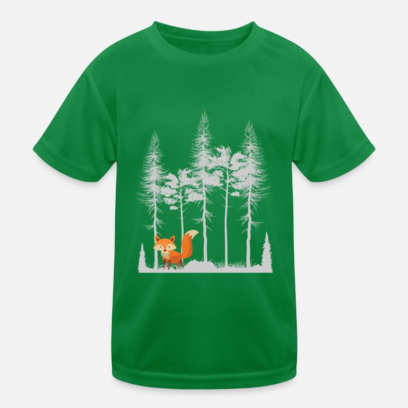Sweet Fox in the Forest Retro Pattern Vintage Tree Forest Kids Functional T-Shirt