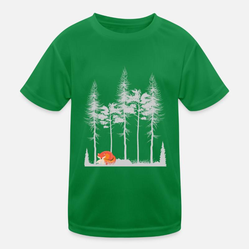Sweet Fox in the Forest Retro Pattern Vintage Tree Forest Kids Functional T-Shirt