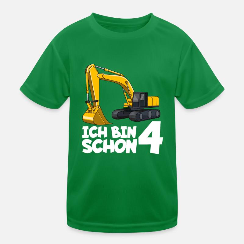 Ich bin schon 4 Bagger Kindergeburtstag Kinder Funktions-T-Shirt