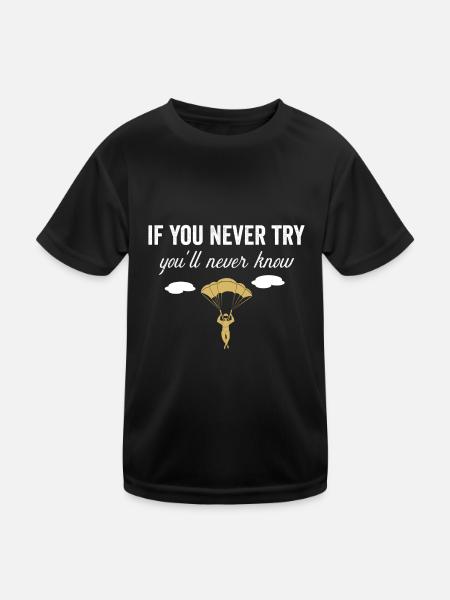 Skydiver Shirt Skydiving Saying - Kids Functional T-Shirt - black - Front