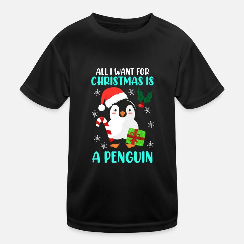 Vœu de Noël Pingouin Noël T-shirt sport Enfant