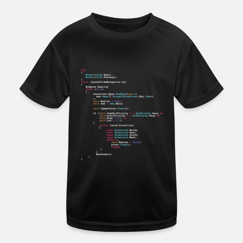 Code d’humour programmeur - pour les développeurs de logiciels - T-shirt sport Enfant - noir