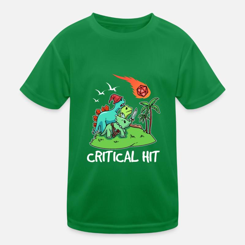 D20 Cube Critical Hit Dinosaur Kids Functional T-Shirt