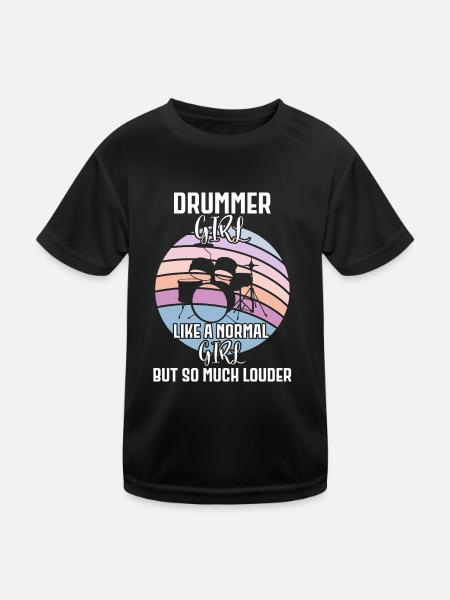 Drummer girl - Kinder Funktions-T-Shirt - Schwarz - Vorne
