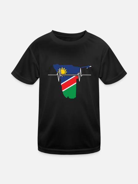 Namibia Herzschlag Flagge Vintage Namibia - Kinder Funktions-T-Shirt - Schwarz - Vorne