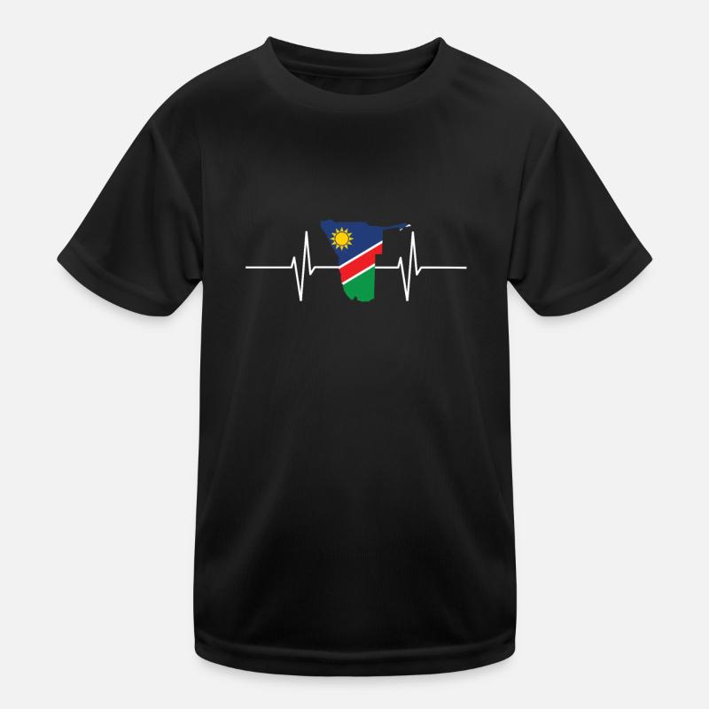 Namibia Herzschlag Flagge Vintage Namibia - Kinder Funktions-T-Shirt - Schwarz