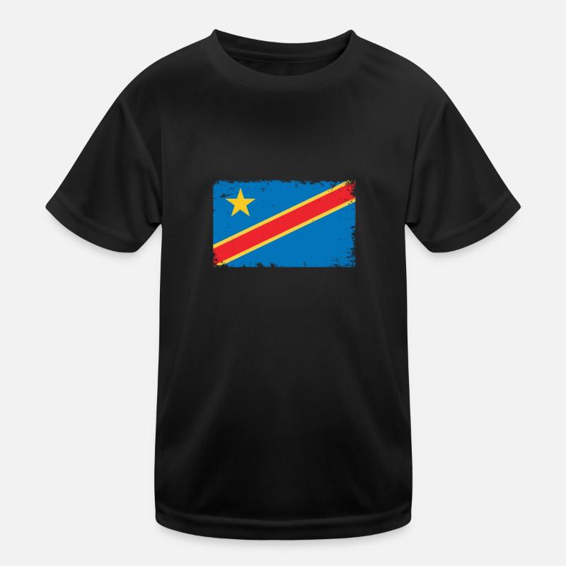 Congo Heartbeat Flag Vintage Congo Kids Functional T-Shirt