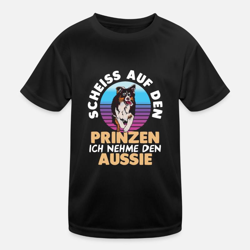 Prinzessin Hundebesitzer Aussie Australian Shepher - Kinder Funktions-T-Shirt - Schwarz