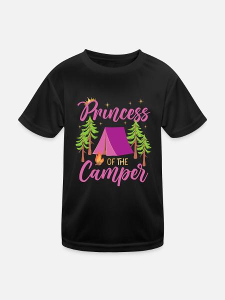Camping Family Tent Cute Princess - Kinder Funktions-T-Shirt - Schwarz - Vorne