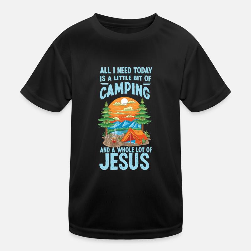 Jesus Coffee & Camping Tent Kinder Funktions-T-Shirt