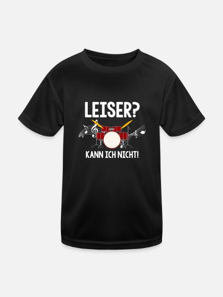 Schlagzeug Drummer Leiser Kann Ich Nicht Musiker - Kinder Funktions-T-Shirt - Schwarz - Vorne