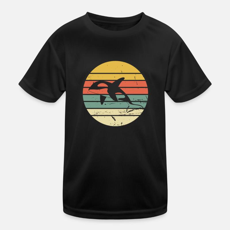 Retro Orca Schwertwal Killerwal - Kinder Funktions-T-Shirt - Schwarz