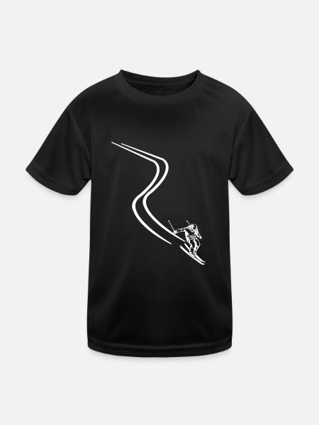 Skifahren - Kinder Funktions-T-Shirt - Schwarz