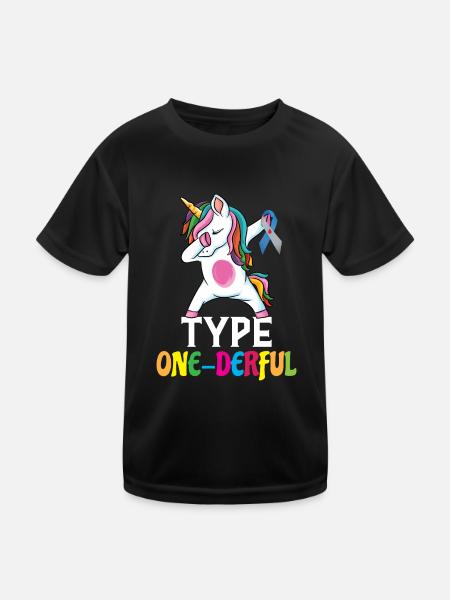 Type One Derful Licorne Type 1 Diabète DT1 - T-shirt sport Enfant - noir - Devant