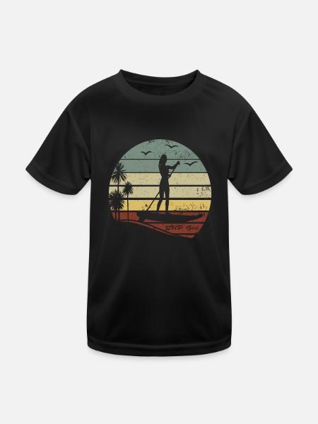 Stand Up Paddle Board - SUP Girl Water Sports - Kinder Funktions-T-Shirt - Schwarz - Vorne