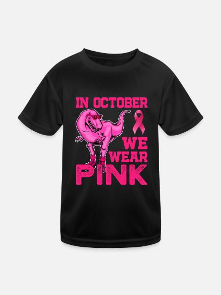 Im Oktober tragen wir Pink - Breast Cancer Awareness - Kinder Funktions-T-Shirt - Schwarz - Vorne