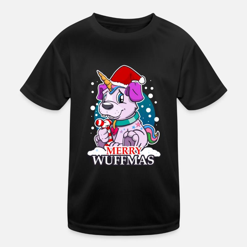 Weihnachten Hund Einhorn Kinder Funktions-T-Shirt
