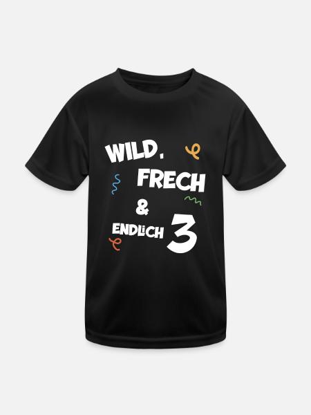 Kindergeburtstag dritter Geburtstag Junge Mädchen - Kinder Funktions-T-Shirt - Schwarz - Vorne