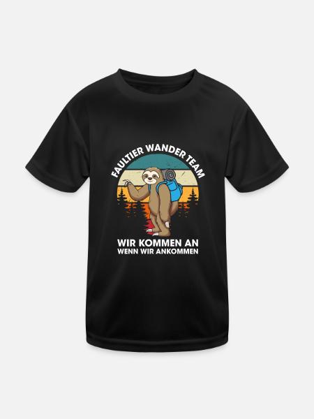 Faultier Wanderteam Faultier Wander Team - Kinder Funktions-T-Shirt - Schwarz - Vorne