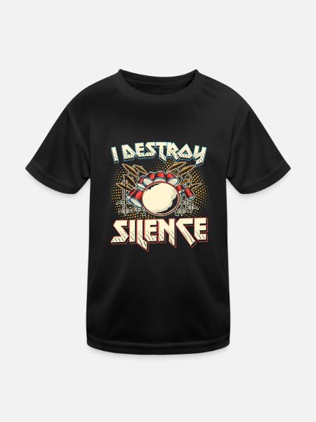 I Destroy Silence Drums - Kids Functional T-Shirt - black - Front